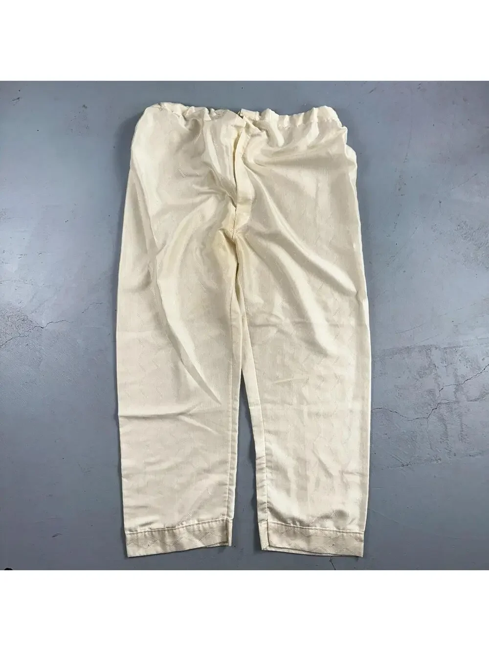 Christian Dior VTG Pajama Set Mens Cream Pants Shirt USA 90s Heavy Wear